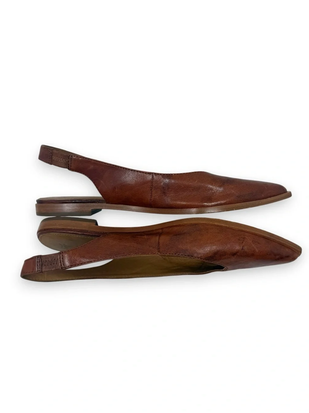 Frye Kenzie Leather Slingback Pointed Toe Flat Loafers Brown 11 Women’s